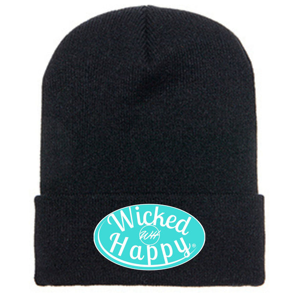 Long Style Aqua Signature Logo Beanie - Black