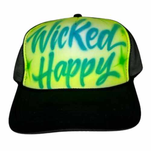 Individually Hand Painted Graffiti Trucker - Yellow