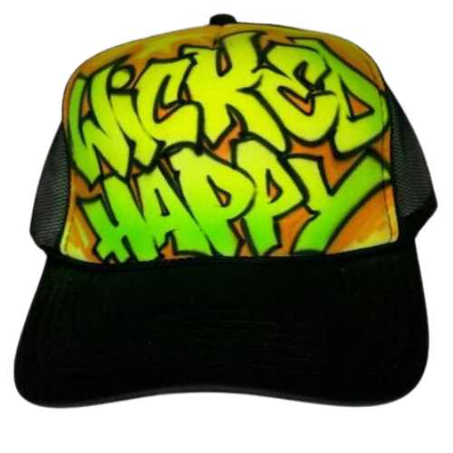 Individually Hand Painted Graffiti Trucker - Green