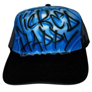 Individually Hand Painted Graffiti Trucker - Blue