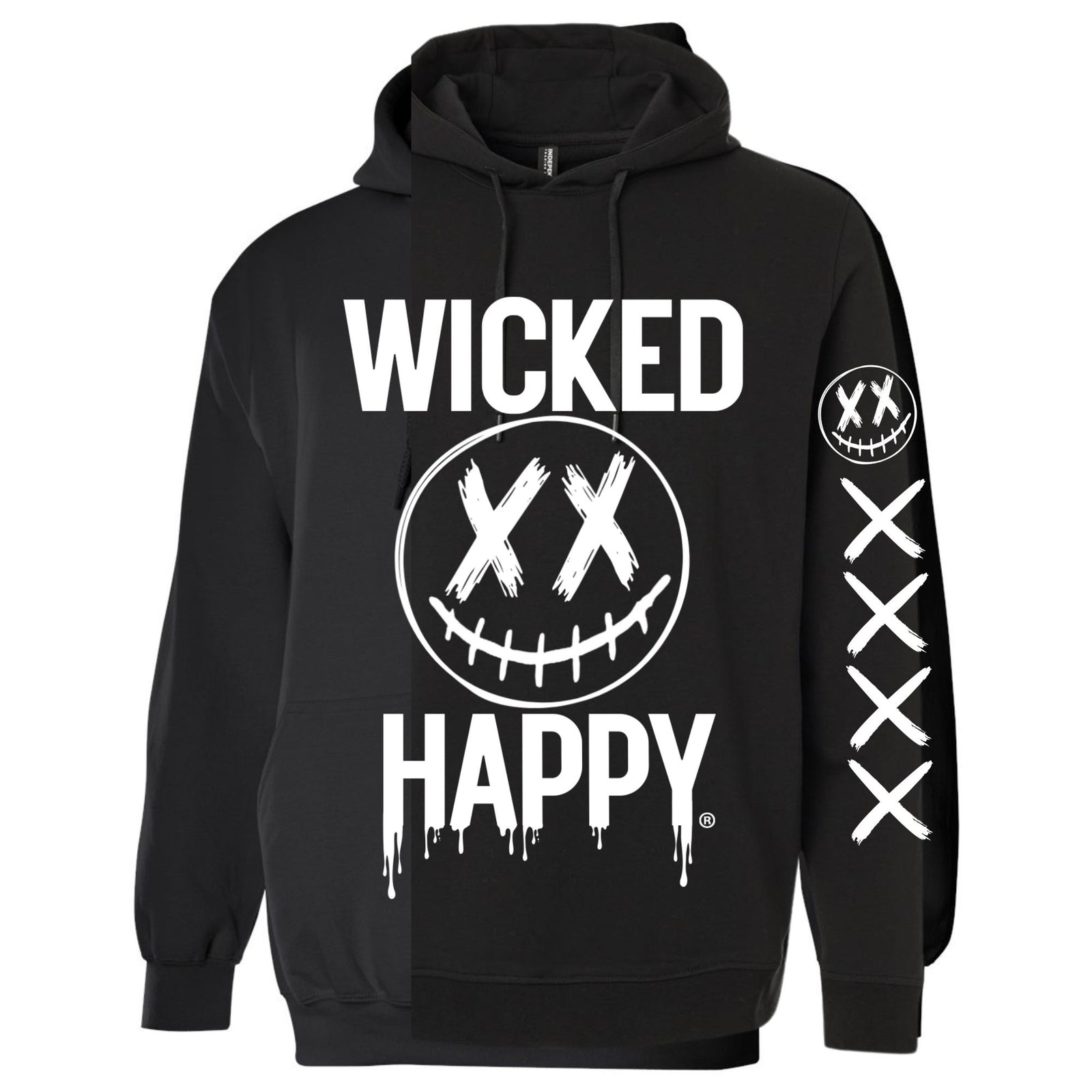 Stitched Smile Street Hoodie – Blackout Edition