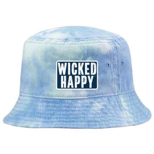 Bucket Hat - Tie Dyed Light Blue - Navy-West Coast Logo