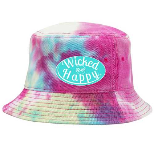 Bucket Hat - Tie Dyed Raspberry Mist - Aqua Logo