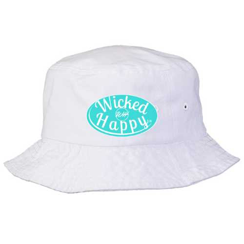 Bucket Hat - White - Aqua Logo