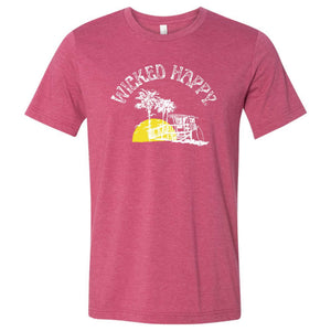 Wicked Happy Surf -  Short Sleeve - Heather Raspberry