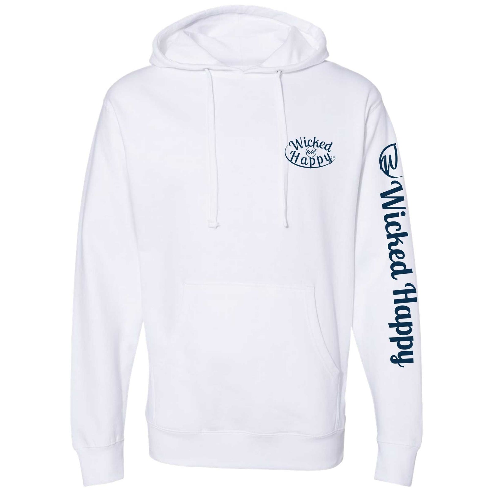 Heart Print - White Midweight Hoodie