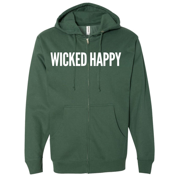 Alpine Green Full-Zip Hoodie with Sewn-on Felt Lettering