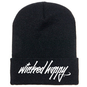 Long Style Graffiti Signature Logo Beanie - Black