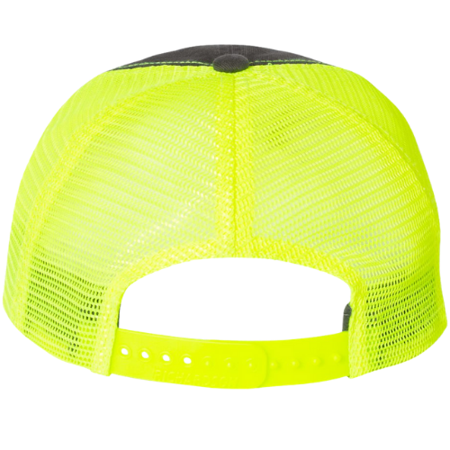 Garment Washed Trucker Cap Charcoal Front/Neon Yellow Back/Black