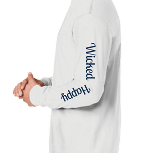 Signature Long Sleeve-White/Navy-Aqua Logo