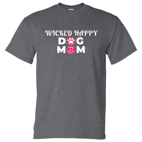 Wicked Happy Dog Mom Paw Print - Dark Heather Grey