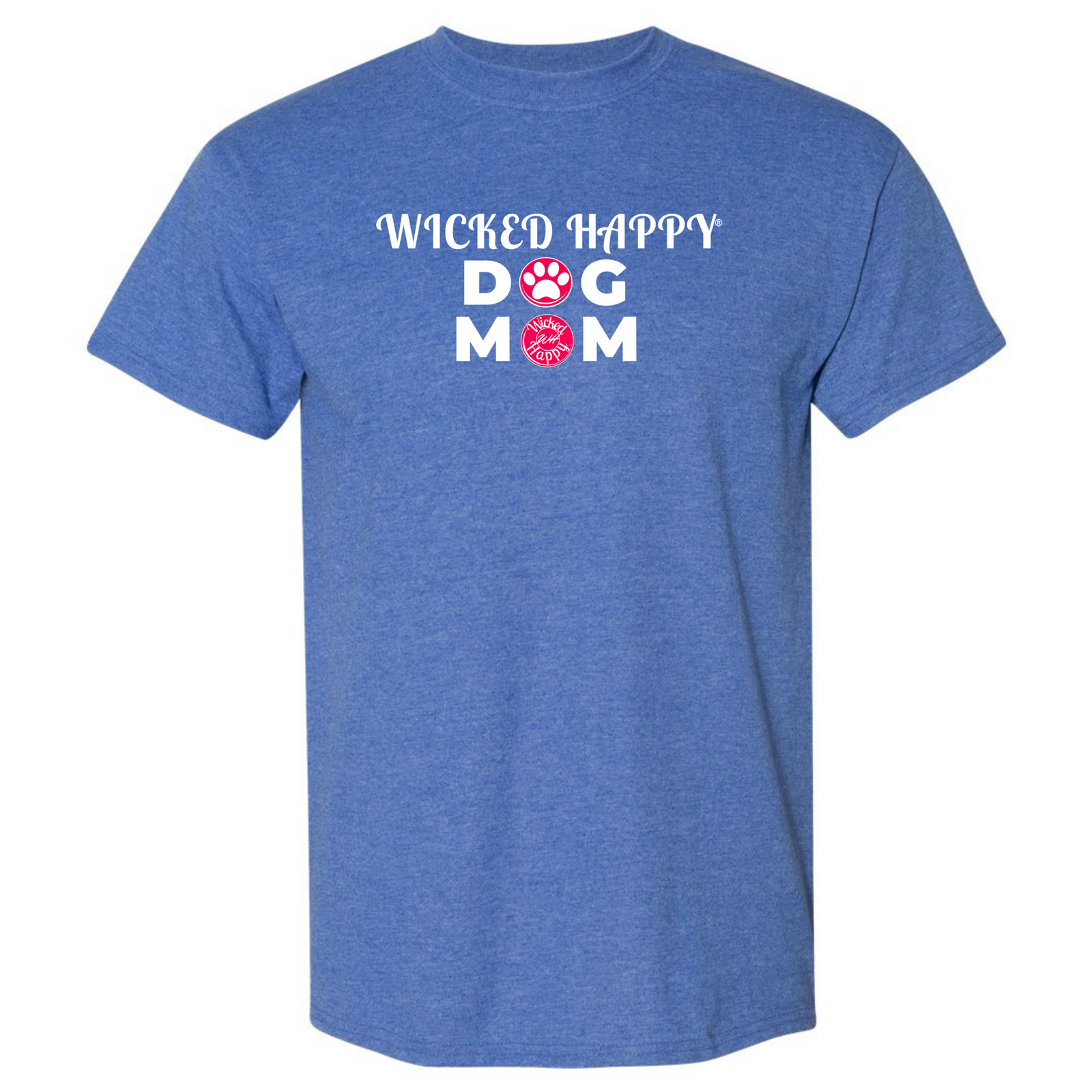 Wicked Happy Dog Mom Paw Print - Heather Sport Royal