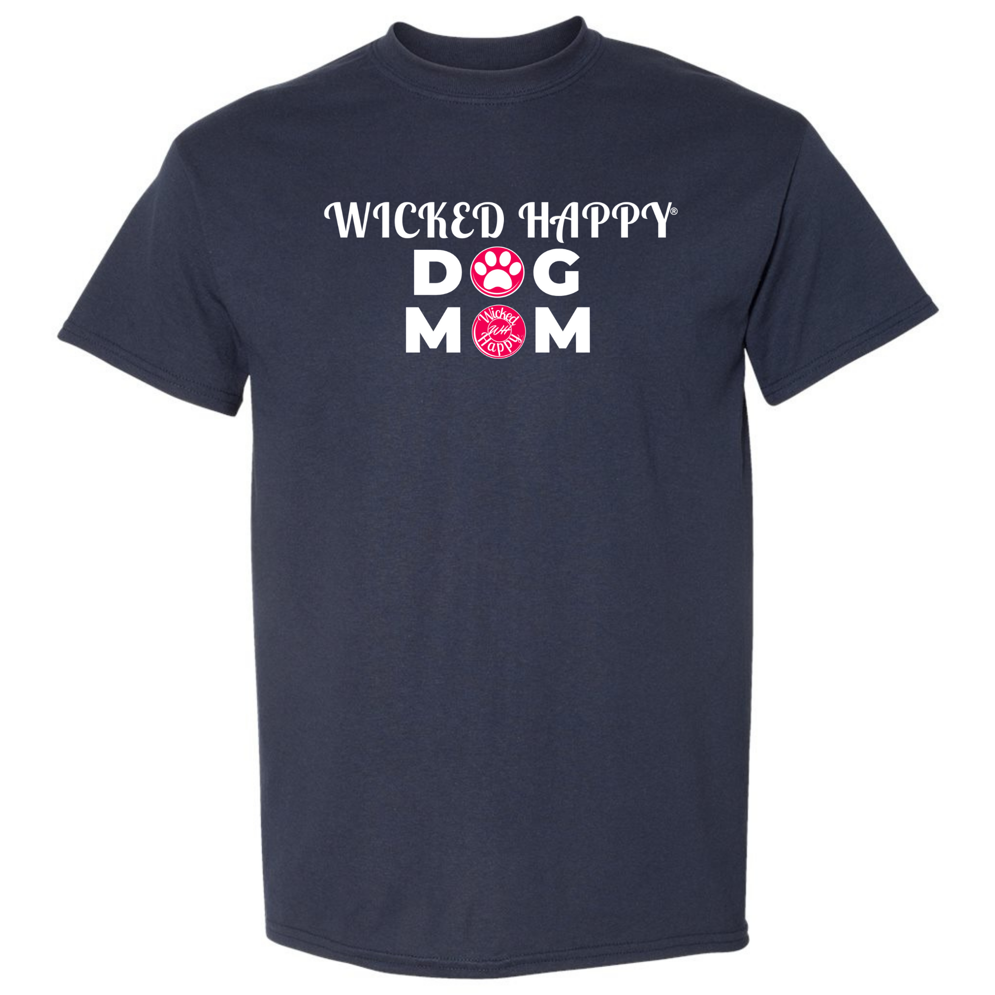 Wicked Happy Dog Mom Paw Print - Heather Sport Dark Navy