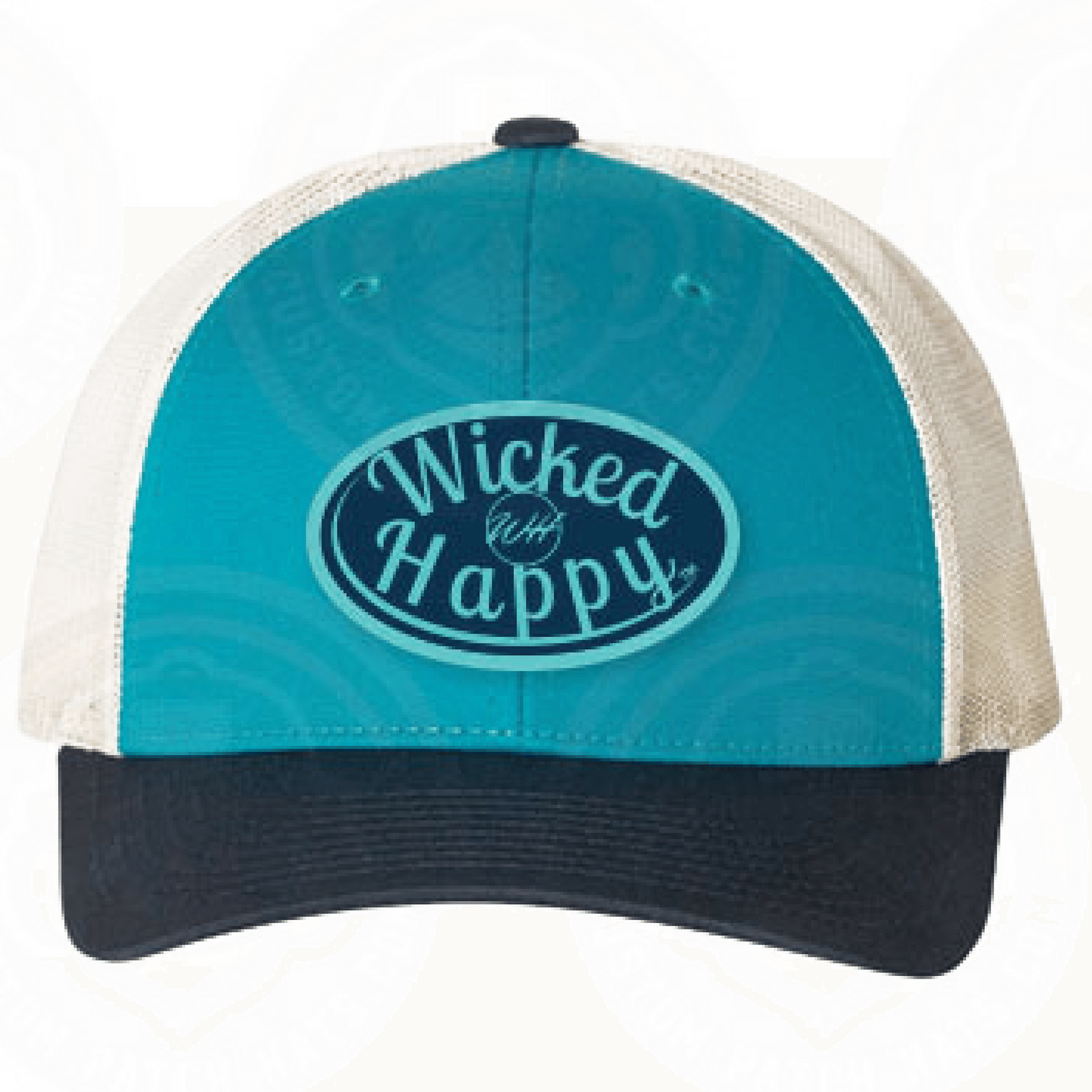 Mid-Level Truckers - Aqua Front-White Back/Navy-Aqua Logo