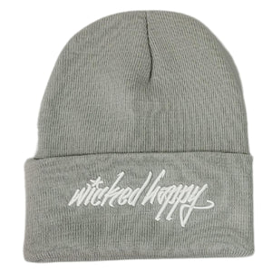 Long Style Graffiti Signature Logo Beanie - Light Grey