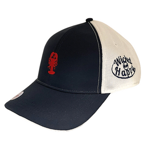 Wicked Happy Lobster Mesh Back Cap - Navy Front/White Back