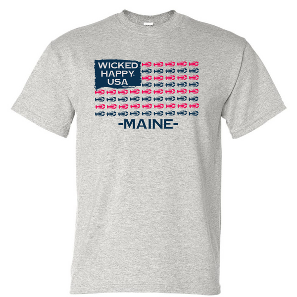 Maine Lobstah Flag Shirt - Gray