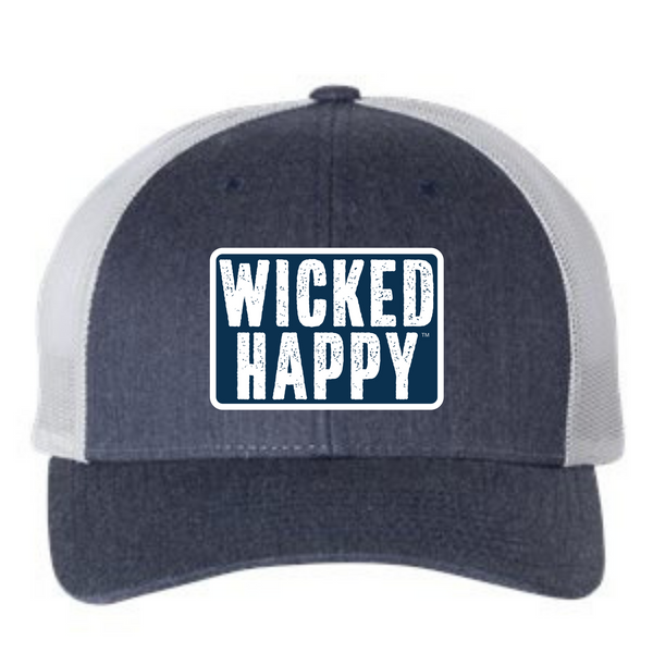 West Coast Mid-Level Trucker - Heather Navy-Silver Back/Navy Logo