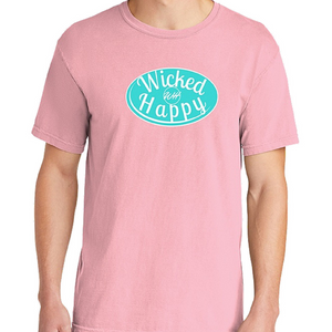 SIGNATURE SHORT SLEEVE-PINK/AQUA-WHITE LOGO