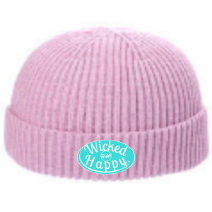 Ribbed Signature Logo Beanie - Purple/Aqua Logo