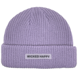 Wholesale Ribbed Rubber Logo Beanie - Purple