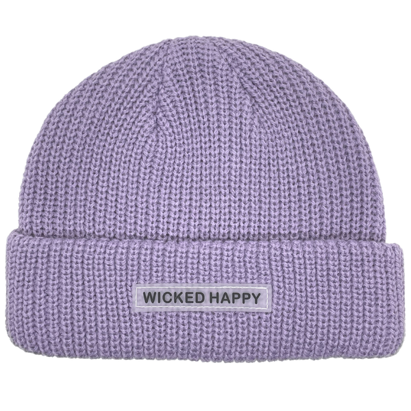 Wholesale Ribbed Rubber Logo Beanie - Purple