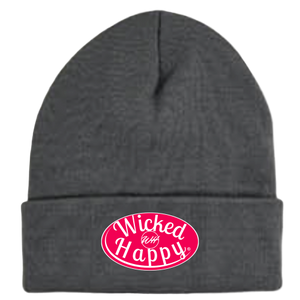 Wholesale Long Style Red Signature Logo Beanie - Medium Gray