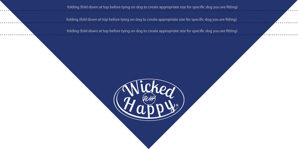 Wicked Happy Dog Bandanas - Navy with White Print