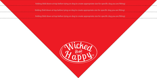 Wicked Happy Dog Bandanas - Red with White Print
