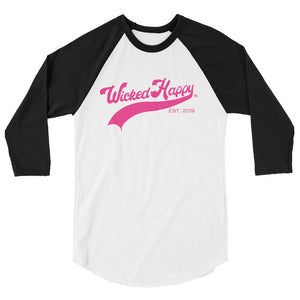 WH Baseball - Pink/Black Sleeves Unisex Fine Jersey Raglan Tee
