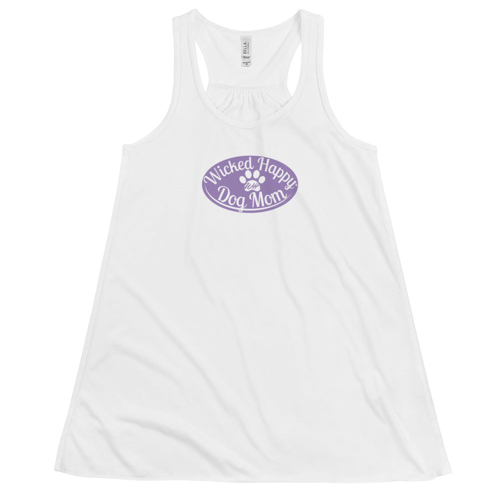 Wicked Happy Dog Mom - Flowy Racerback Tank - Lavender Logo
