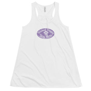 Wicked Happy Dog Mom - Flowy Racerback Tank - Lavender Logo