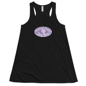 Wicked Happy Dog Mom - Flowy Racerback Tank - Lavender Logo