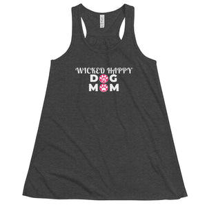 Wicked Happy Dog Mom Double Paw - Women's Flowy Racerback Tank