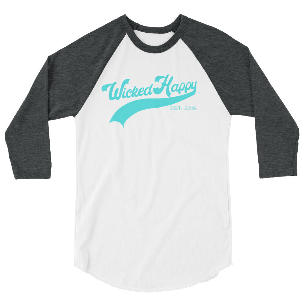 WH Baseball - Aqua/Grey Sleeves Unisex Fine Jersey Raglan Tee