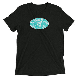 Wicked Happy Cat Mom - Triblend - Aqua Logo