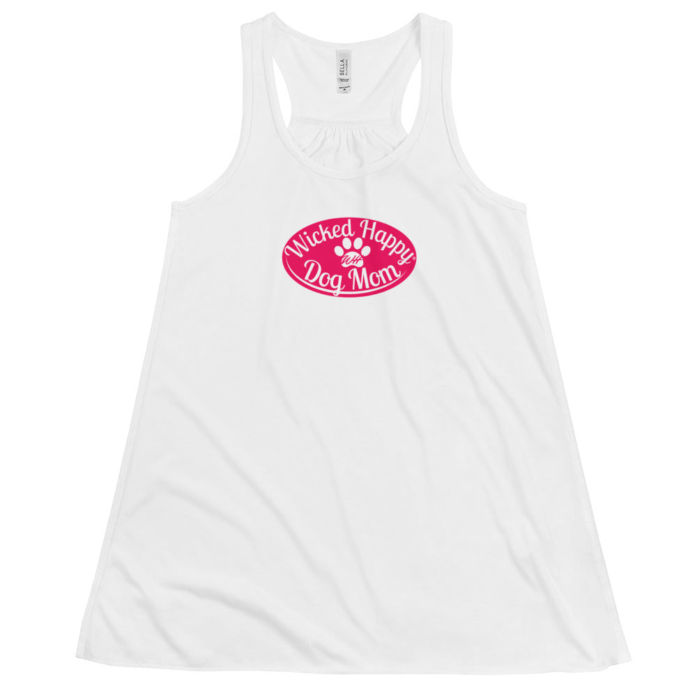 Wicked Happy Dog Mom - Flowy Racerback Tank - Red Logo