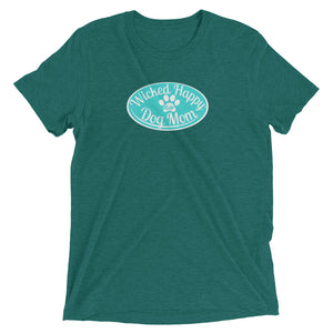 Wicked Happy Dog Mom - Triblend - Aqua Logo