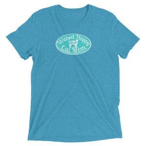 Wicked Happy Cat Mom - Triblend - Aqua Logo